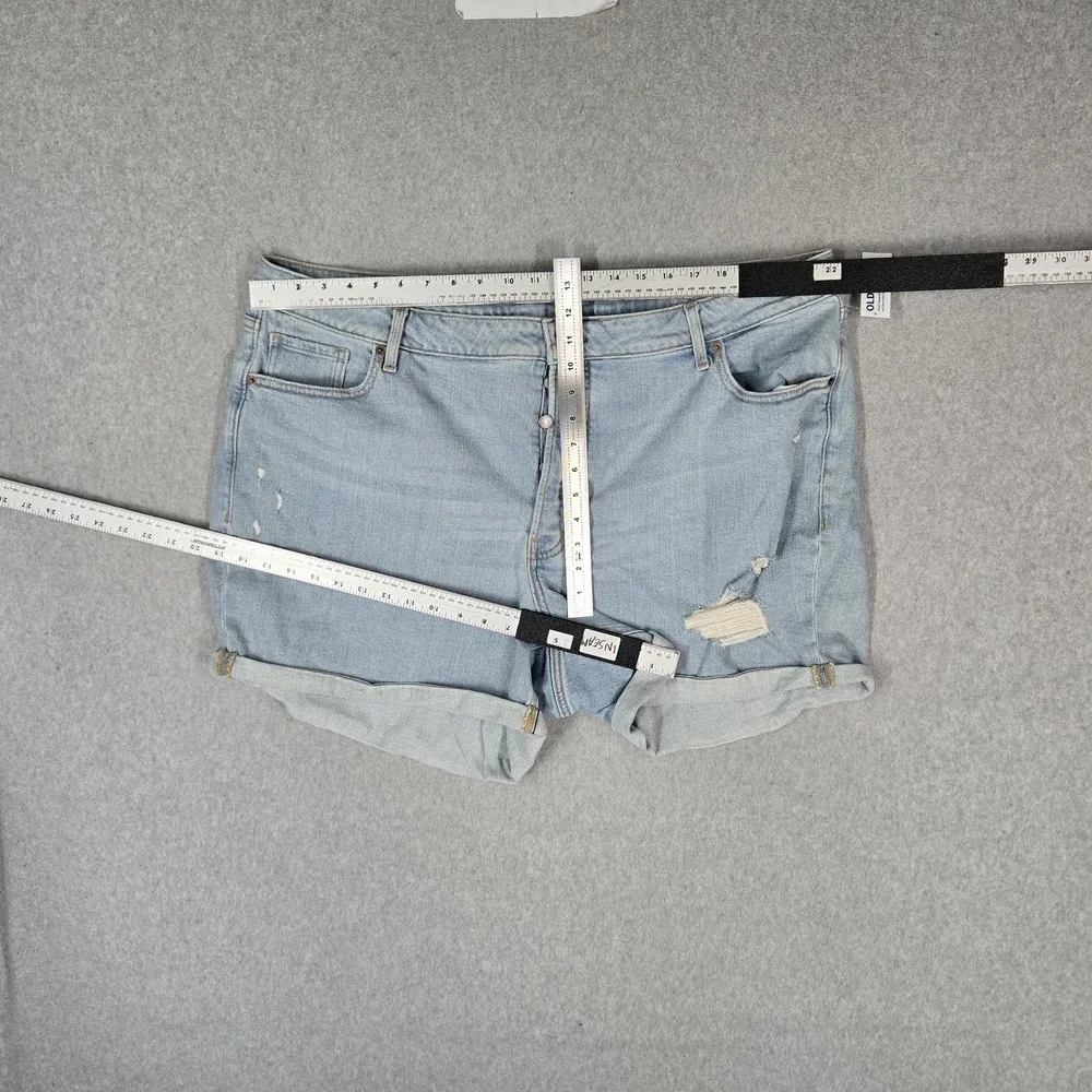 Old Navy Women Shorts 24 Light Blue Denim High-Rise OG Straight Distressed NWT